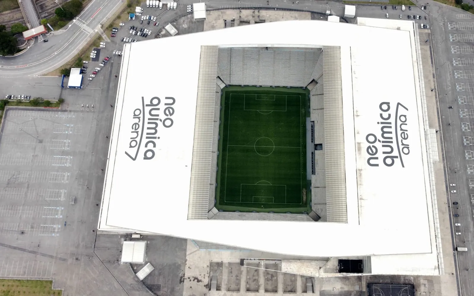 Vista aérea da Neo Química Arena, na Zona Leste de São Paulo